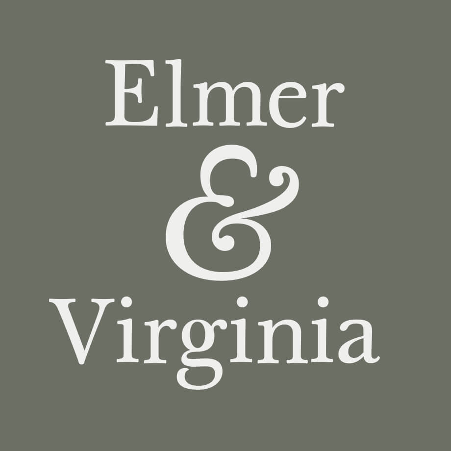 Logo on book. Elmer and Virginia